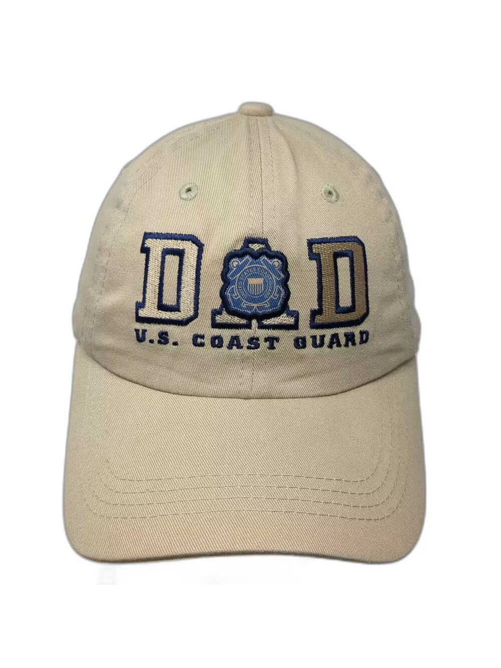 ML Caps US Coast Guard Dad Hat Beige Baseball Cap OS Adjustable Embroidered